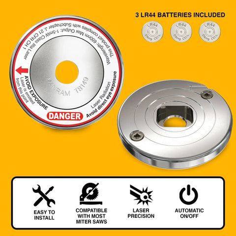 Miter Saw Laser Guide For Miter And Portable Saws, Universal 7-1/4 To 12 Inch Compatibility, showing easy install and precision