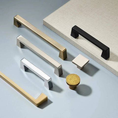 Assorted cabinet handles and knobs including Six Pack 6-5/16 Inch Solid Champagne Bronze Cabinet Handles For Kitchen Cabinets Drawers