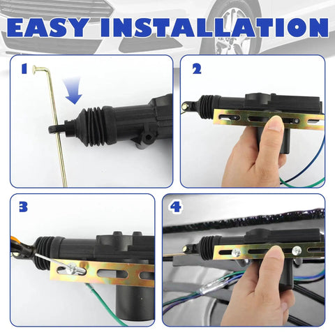 Step-by-step installation of Two Piece Motorized Door Lock Actuator Kit With Tool Set 12V Two Wire Car Unlock System