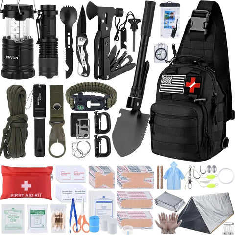 250 In 1 Survival Kit With 250 Pieces Of Tactical Gear And Trauma Bag First Aid Supplies Molle Crossbody Bag Emergency Tent Lantern