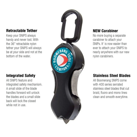 Snip Fishing Line Cutter with 36 Inch Retractable Tether for on the go quick clean cuts on braid mono and fluorocarbon lines