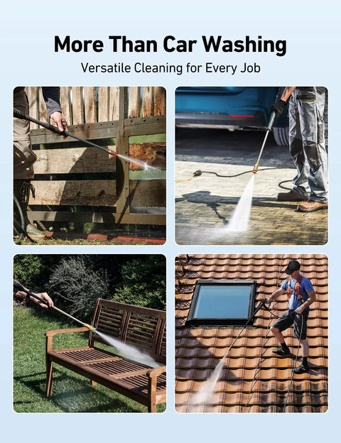 Various cleaning jobs using Five Pack Pressure Washer Nozzle Tips With Five Cleaning Angles For Versatile Cleaning AstroAI 2.5 GPM