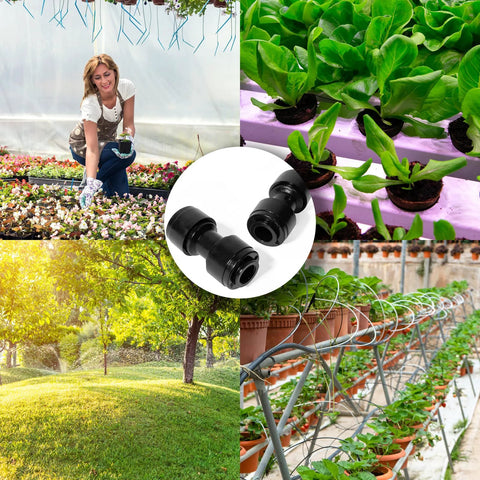 1/4-inch drip irrigation straight connectors, black plastic, 30-pack for 1/4-inch tubing
