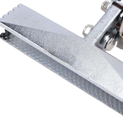 Close-up of 6 inch sheet metal bender with straight jaw pliers hand seamer, ergonomic non slip grip, CRV steel construction for HVAC.