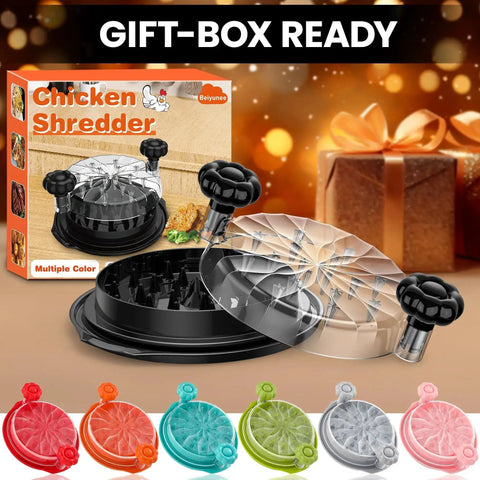 10 Inch Chicken Shredder Tool Twist Pro For No Sweat Pulled Chicken Breast Shredding With Sharp Teeth And Twist Mechanism Ergonomic Handle Anti Slip Strip BPA Free Black Kitchen Gadget Grinder With Brush displayed with packaging and gift box