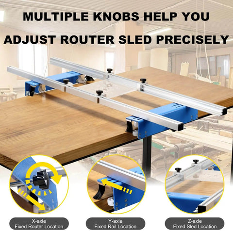 Portable 48 Inch Router Sled For Wood Slabs Adjustable Slab Flattening Jig For Woodworking on a table