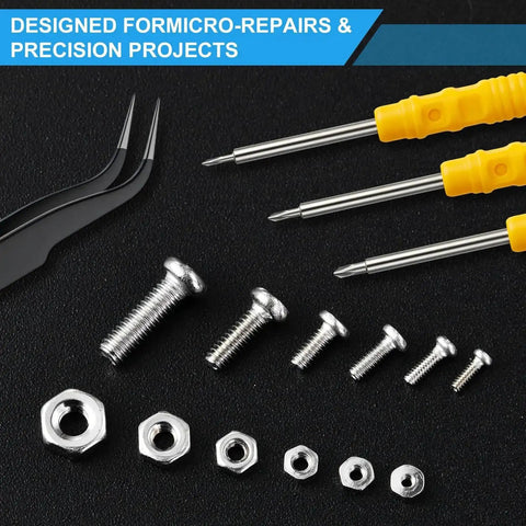 1020Pcs Stainless Steel Tiny Micro Screws Kit For Eyeglasses And Watches With 17 Sizes M1 To M2.5 Phillips Pan Head