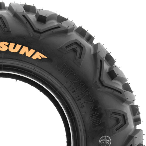 Side view of Set Of 2 Power II 19x7-8 ATV UTV Off Road Tires All Terrain 6 Ply Tubeless A051 with rugged tread design.