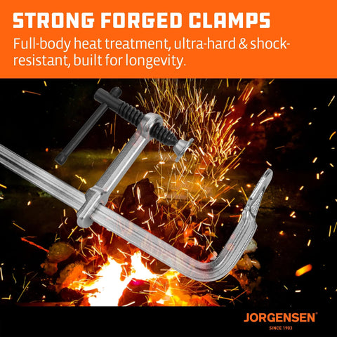 Bar clamps, 6-in, heavy-duty drop-forged steel, 2-pack, Jorgensen