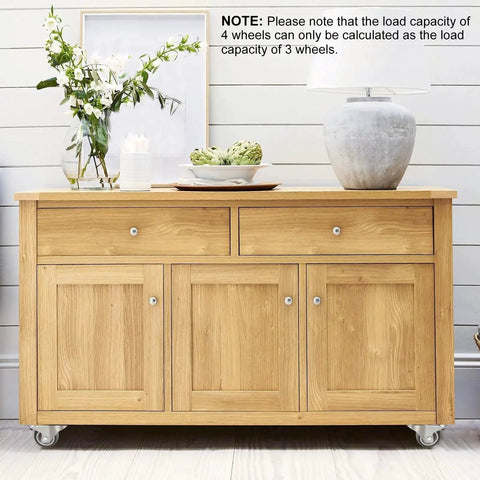 Wooden cabinet with 2 Inch Rigid Fixed Caster Wheels, 4 Pack Silent Plate Casters With M4 Screws, Total Load Capacity 132 Lbs.