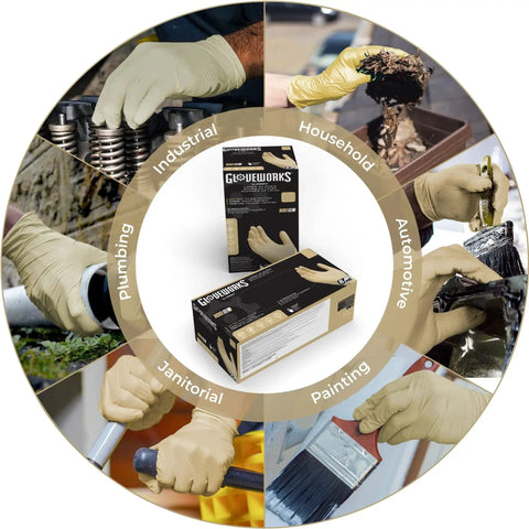 Industrial Grade Latex Disposable Gloves 8 Mil Powder Free Double Chlorinated Case Of 1000 for various tasks