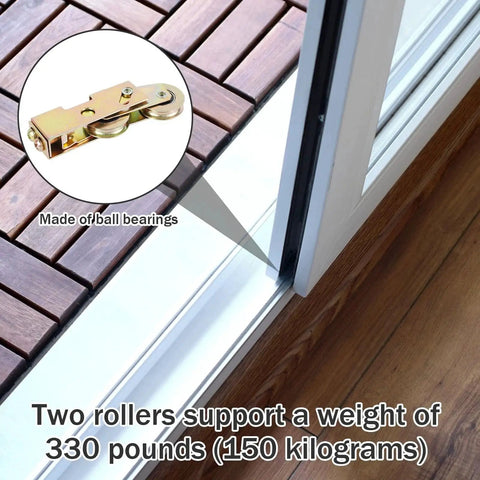 Replacement Kit For Sliding Door Rollers With 1-1/4 Inch Tandem Roller Assembly, installed on glass patio door