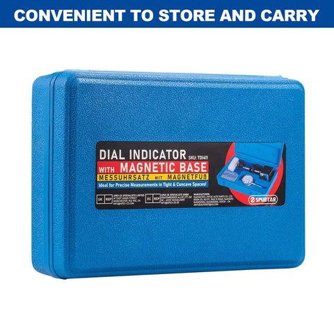 Dial Indicator With Magnetic Base For Precision Alignment And Measurement 0 To 1 Inch Range, 0.001 Inch Resolution case