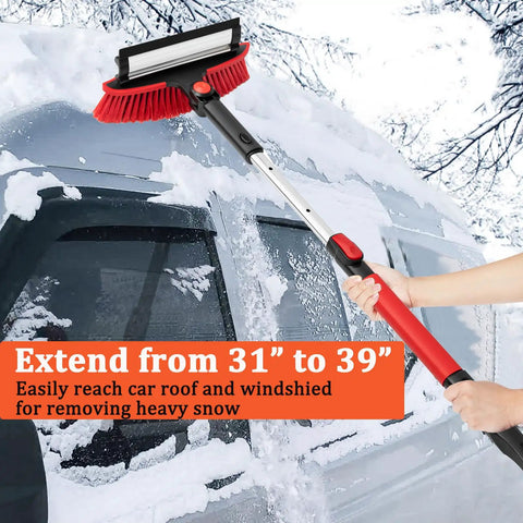 Heavy Duty Car Snow Brush Ice Scraper With Squeegee And Extendable 40 Inch Handle CGACOL for fast snow removal on windshield.