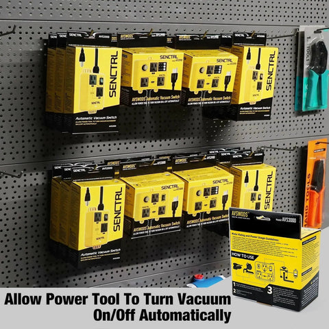 Automatic Vacuum Switch For Power Tools With Two Tool Outlets And Manual Override For Pros And DIYers on store shelf