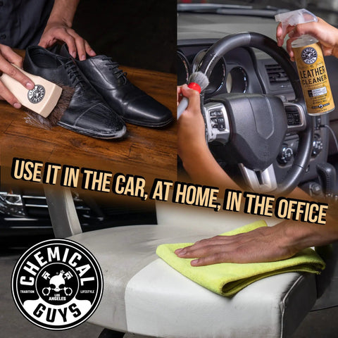 Leather Cleaner For Cars And Home Interiors Colorless Odorless No Fuss Formula Safe On Natural And Synthetic Leather Pleather And Faux Leather Removes Dirt Grease Oils Sweat 473 Ml applied on shoes and car seats.