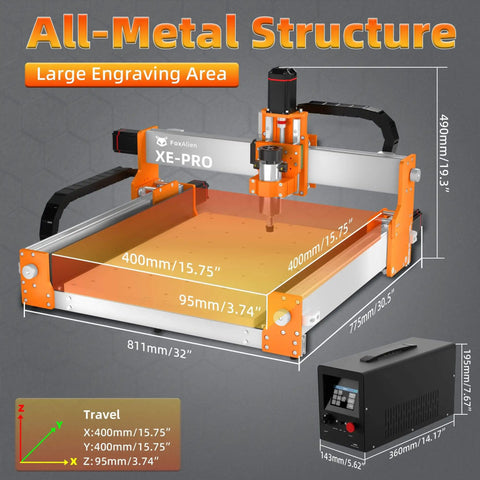 Pro Grade CNC Router XE PRO 3 Axis Engraving Milling Machine With Ball Screws 400W Spindle for wood and aluminum cutting