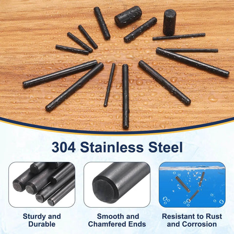 Set Of 10 Dowel Pins 6mm x 12mm 304 Stainless Steel Black Oxidized Durable Cylindrical Shelf Support Pegs Chamfered Ends