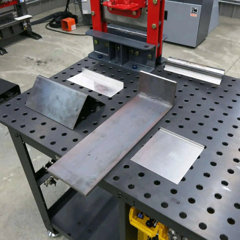 Beefy Benchtop Press Brake Deluxe Kit, 20 Ton Heavy Duty Sheet Metal Bender With 4 Way V Die in garage workshop