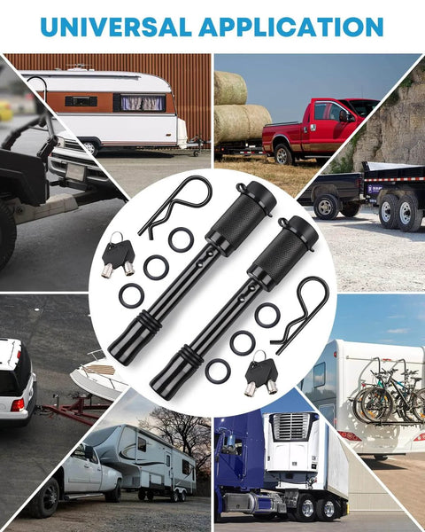 5 By 8 Inch Trailer Hitch Lock Pin With Keys Heavy Duty Locking Hitch Pin For Class III IV Tow RV Hitches Anti Theft And Anti Rattle Hardened Steel With Black Finish Rust Resistant Easy Install Locks Your Rig Down Tight gallery with multiple application images.
