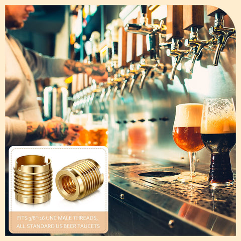Durable Brass Threaded Inserts For Wood With Three Eighths By Sixteen Internal Threads Dual Thread Nutserts For Furniture Screw In Hardware Measuring Six Twenty Five Hundredths Inch Long Leifide Pack Of Ten Ideal For Tap Handles And Homebrew Beer on beer bar counter
