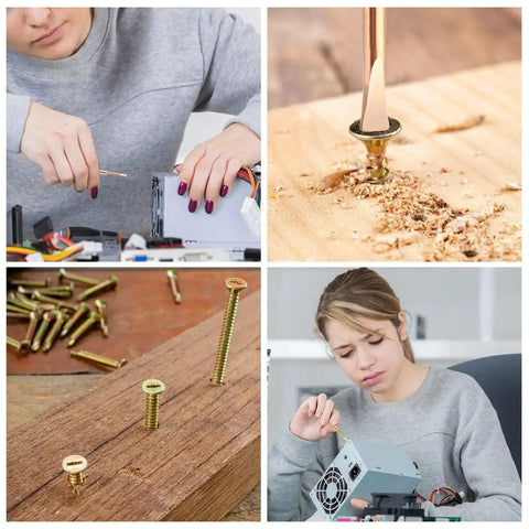 Mini Titanium Steel Bracelet Screwdriver Set For Jewelry Repair in use for electronic and woodworking projects.