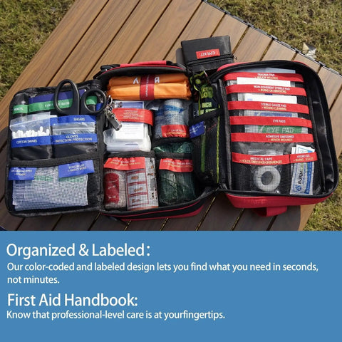 Comprehensive Home First Aid Kit With 324 Piece Medical Supplies For Emergency Trauma Car Camping Waterproof Survival Gear Shoulder Strap Outdoor Medical Essentials For Family Safety Grab And Go