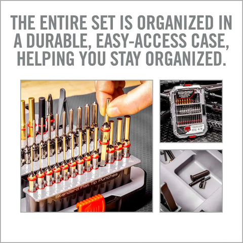 Pro Grade Gunsmithing Punch Set Kit With Roll Pin And Flat Tip Punches For Firearms Disassembly, Brass Punches Included, organized in case
