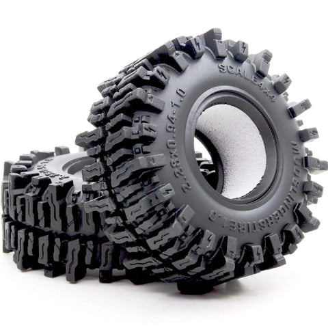 1.0 Crawler Tires 58mm Tall 1.0 Inch Mud Slingers Soft Sticky Compound for RC 1/24 SCX24 And 1/18 TRX4M Upgrades, side view