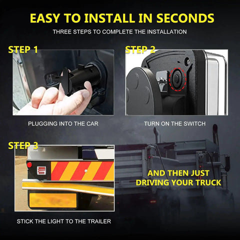 Two magnetic wireless LED trailer rear lights kit for trucks, trailers, caravans, and RVs; rechargeable