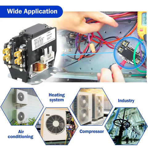 24V 1 Pole Air Conditioner Contactor With 30A Full Load Amps And 50A Resistive Load UL Listed HVAC Relay installation examples