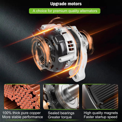 Replacement Alternator For Acura ILX 2016-2022 TLX 2015-2020 And Honda CR-V 2015-2019 12V 135Amp With 7-Groove Pulley, side view