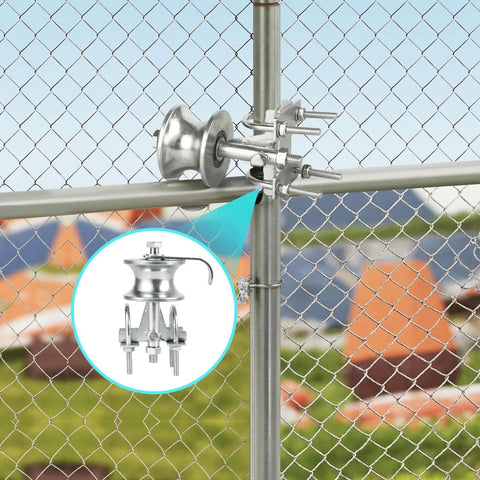Heavy Duty Sliding Gate Rollers Two Pack With Galvanized Steel Track Wheels for 1-7/8 Inch Chain Link Fence Gates on 1-5/8 Inch Pipe Track installed