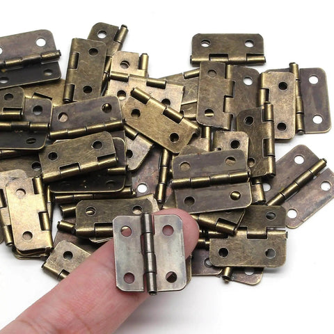 Mini 18x15mm Hinges Set For Wooden Jewelry Boxes And Cabinets With 50 Hinges And 200 Screws For DIY Crafts Retro Vintage Look Durable Iron Construction 180 Degree Opening