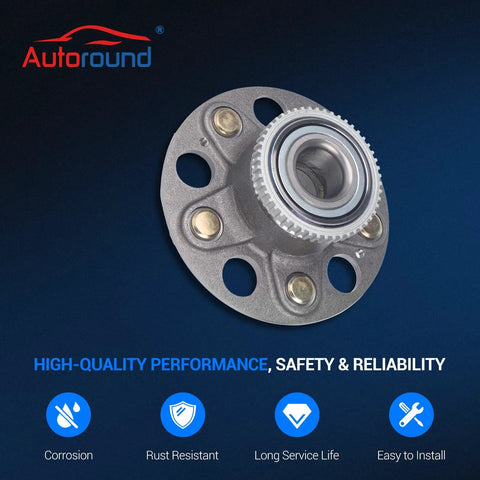 Rear Wheel Bearing And Hub Assembly Set Of 2 For Acura TL 1999 Through 2003 And Honda Accord 1998 Through 2002 Rear 5 Lug With ABS