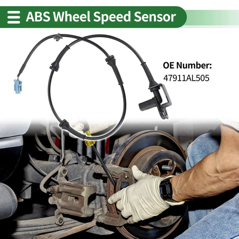 ABS wheel speed sensor for Nissan 350Z front left; black cable with blue connector.