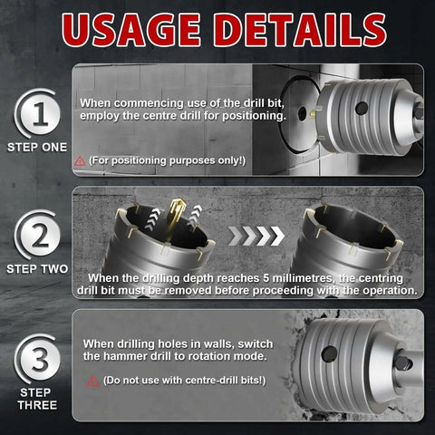 Usage details of Heavy Duty Pro Grade 4 Inch Concrete Hole Saw Kit Built Tough With 220mm SDS Plus for masonry drilling