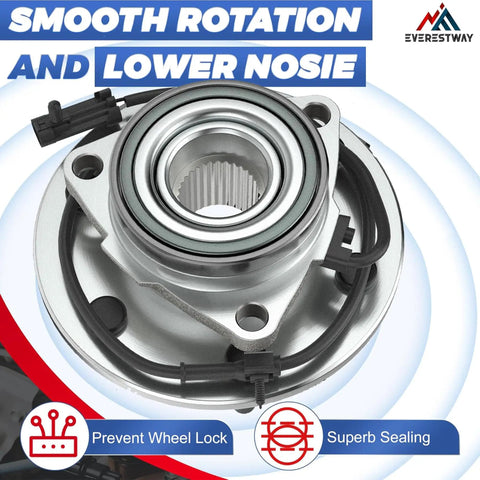 Front view of Front Wheel Hub Bearing Assembly For 1999-2006 Chevy Silverado Suburban 1500 And 1999-2006 GMC Sierra 1500 6 Lug With ABS 4x4 4WD Ready Compatible Premium OE Replacement Heavy Duty Front Hub For Trucks And SUVs