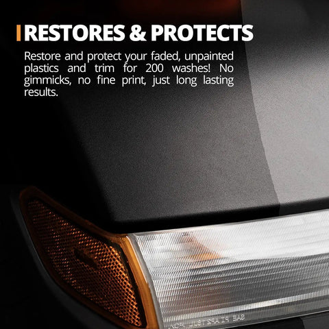 Ceramic Trim Coat Kit For Plastic Restoration That Cures On Plastics, Delivers UV Protection, 200 Plus Wash Durability, A True Ceramic Coating Not A Dressing, Cerakote Brand applied to black plastic trim and light