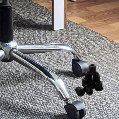 20 Piece Set of Durable Round Plastic Chair Wheel Sockets and Caster Inserts for Restoring Stability to Wobbly Swivel Computer Chairs