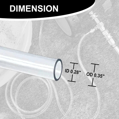Pressure Washer Siphon Hose With Downstream Injector For Soap Dispenser, 10 Feet Suction Tubing Kit dimensions highlighted