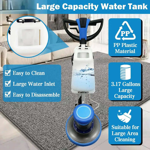 Pro Grade Heavy Duty 17 Inch Floor Polisher And Buffer Machine With 3 Gallon Tank 3 Brush Heads 175 RPM For Commercial Use