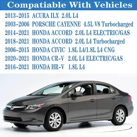 Side view of a gray Honda Civic, compatible with Plug And Play VVT Solenoid Gasket Replacement 15826RNA A01 Fits Honda Civic 2006 2015