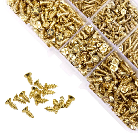 Gold Plated M2 And M3 Tiny Screws Kit Pro Grade 1150Pcs Self Tapping Phillips Flat Head Screws Carbon Steel 6 Sizes From M2x6 To M3x10 Anti Corrosion For Cabinet Electronics And Micro Woodworking DIY Ready.