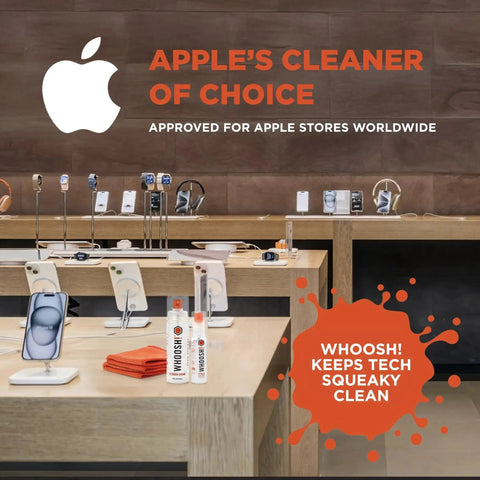 Screen Shine Duo XL Safe For All Screens And Lenses Cleaner Spray And Wipes on tech display in Apple Store