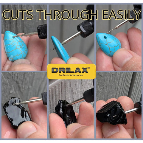 30-Piece 1mm Diamond Drill Bits Set With 1/8 Inch Shank For Dremel Rotary Tools drilling holes in stone and glass pieces.