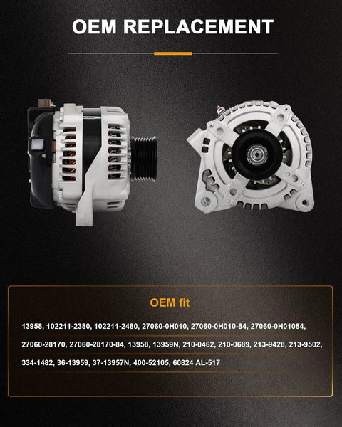 Alternator Replacement For Toyota Camry 2002 2003 And Solara 2002 2003 Direct Fit SwapIn Ready OE Standard Bearing OEM Grade
