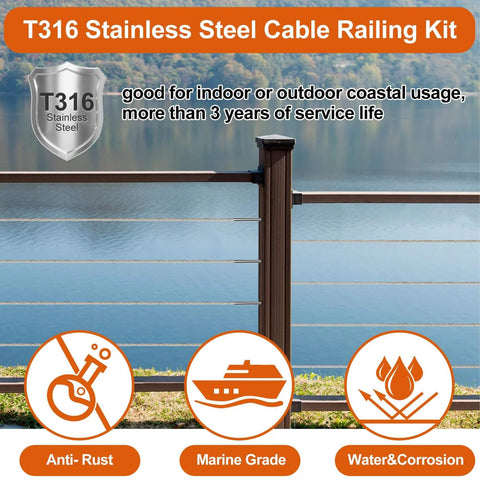 Heavy Duty Swage Lag Screws For Cable Railing 80 Pack One Eighth Inch Cable Railing Hardware Kit T316 Stainless Steel Left And Right Handed Threads For Wood Post Deck And Stair Railing System