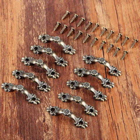 Antique Brass Mini Drawer Pulls Set Of 10 For Jewelry Boxes And Small Cabinets Arch Shape Hardware 1.69 X 0.43 Inches With 30 Mm Hole Spacing Zinc Alloy Rust Resistant Durable Decorative Ideal For Tiny Drawers And Cabinet Decoration