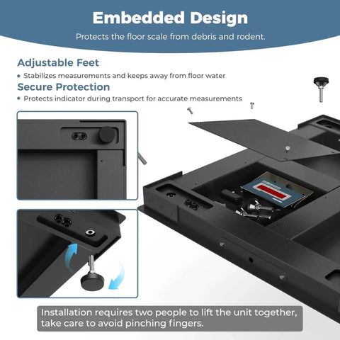 Heavy Duty 36 By 36 Inch Industrial Floor Scale With Digital Indicator, 5000 Lb Capacity, Durable Carbon Steel Platform, Diamond Plate Surface, Ideal For Pallet Shipping Postal Weighing And Warehouse Use with adjustable feet and secure protection features.